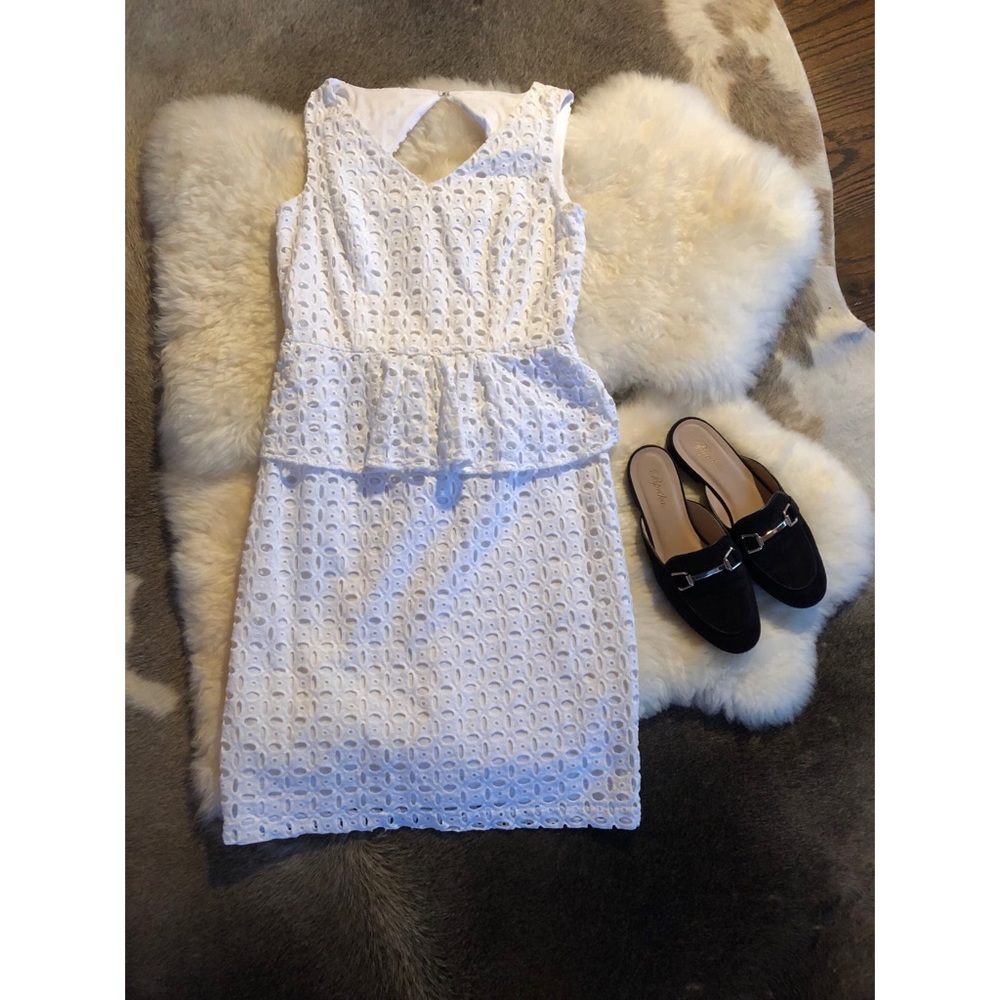 Zara white peplum dress 100% cotton SIZE 2